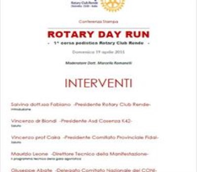 RENDE: conferenza stampa di presentazione  del 'Rotary day run' di Rende