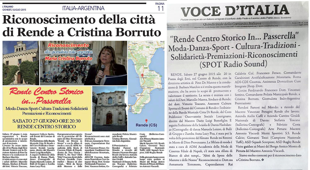 Articoli Pubblicati su "L'ITALIANO" e su "VOCE D'ITALIA" sull'evento "Rede Centro Storico...In Passerella"