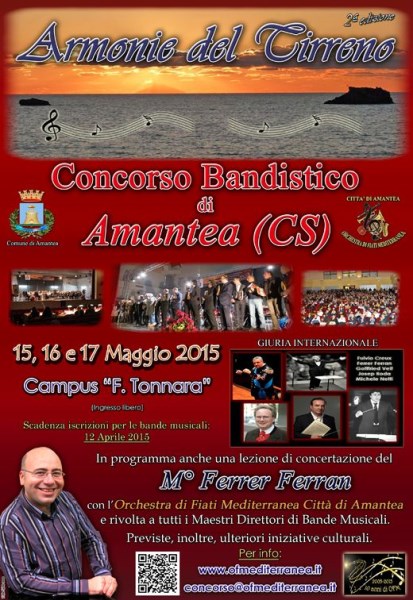 AMANTEA. Programma Concorso Bandistico 'Armonie del Tirreno' organizzato dall’Orchestra di Fiati Mediterranea