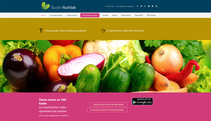 NUTRIZIONE: e' online il nuovo sito ''STUDIO NUTRILAB''