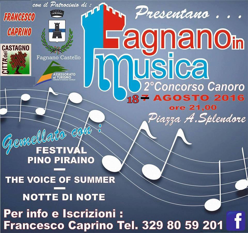 Concorso Canoro ''Fagnano in Musica'' seconda edizione, (7 agosro 2016)