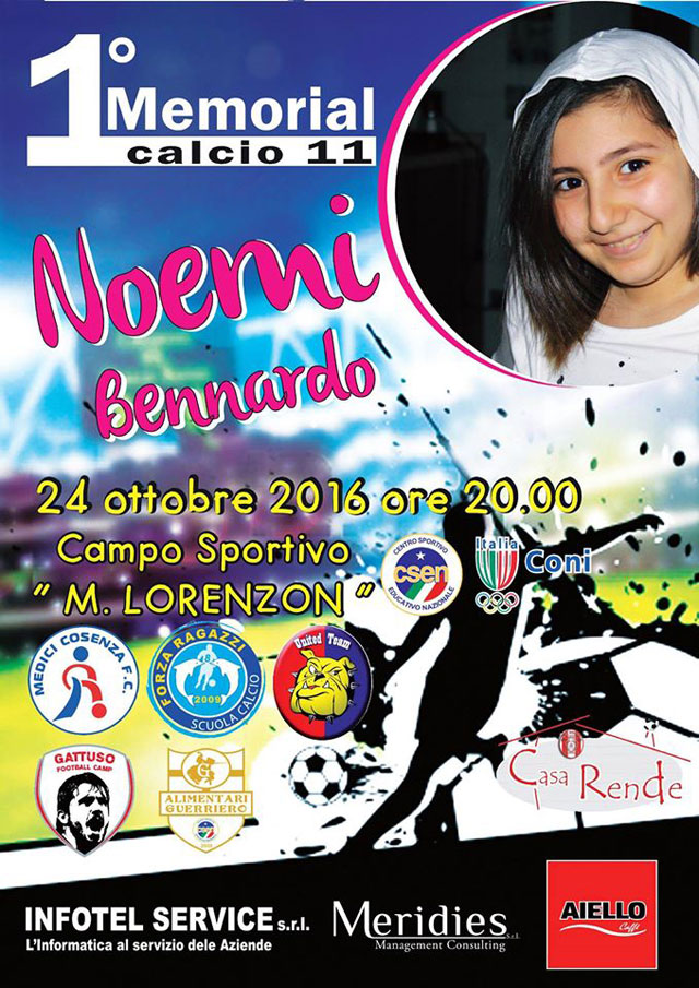 RENDE (CS): Calcio a 11 primo ''Memorial Noemi Bennardo'', locandina