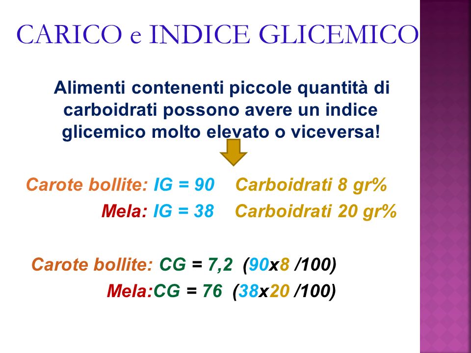 La Glicemia, l'indice glicemico degli alimenti ed il carico glicemico