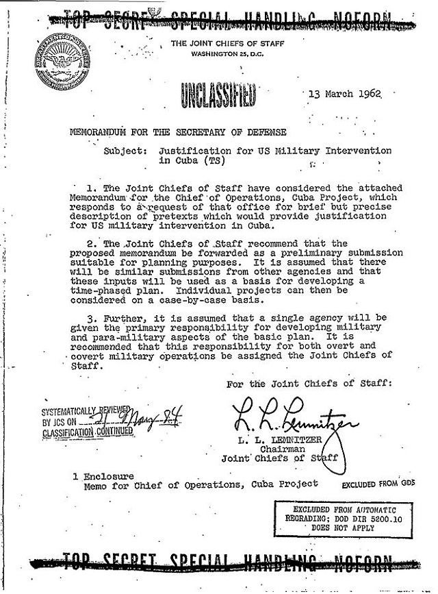 Memorandum del Piano Northwoods (13 marzo 1962)