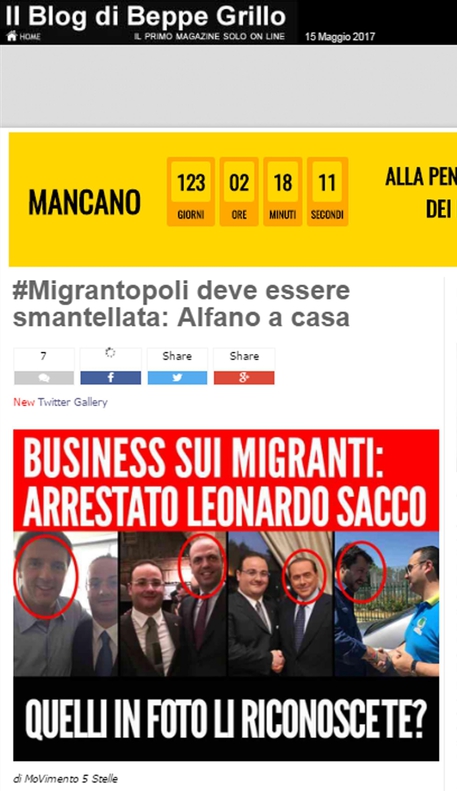 Blog Grillo, smantellare "Migrantopoli"